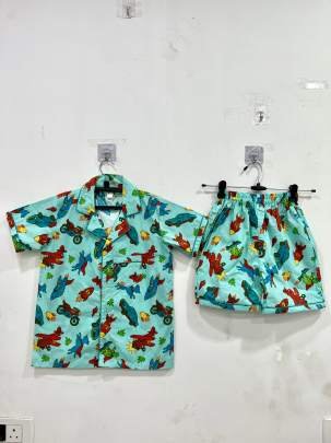 Multi Color Kids Boys Night Suit 